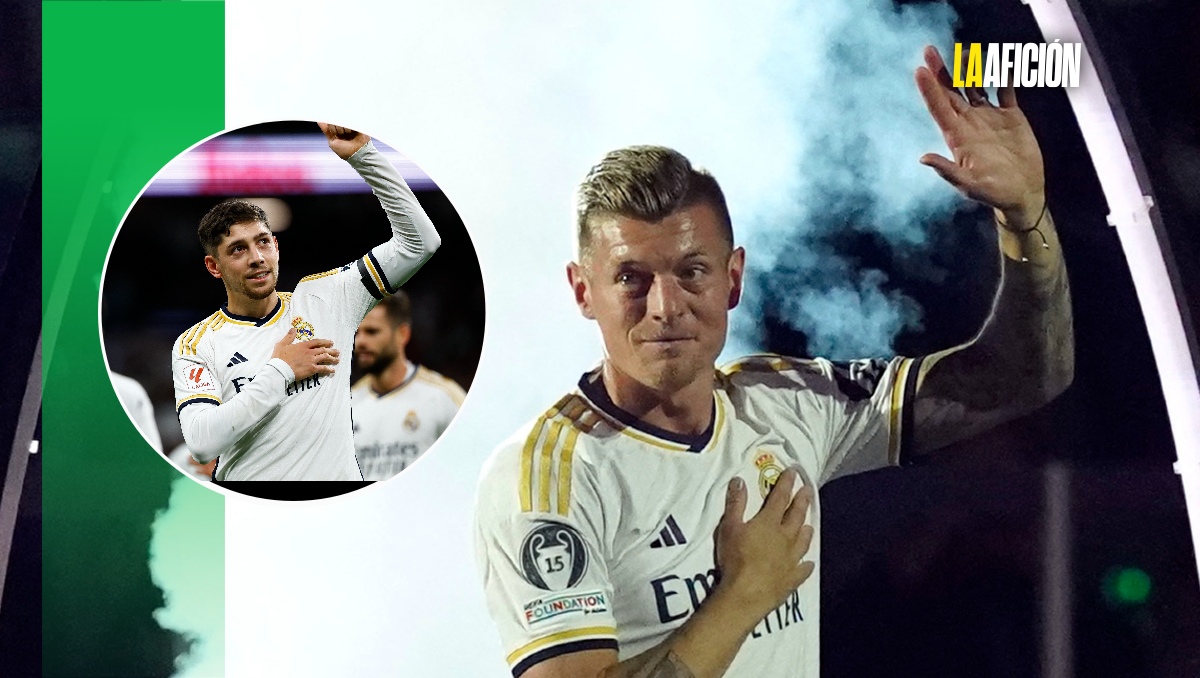 Toni Kroos cede su número 8 a Fede Valverde en festejo de la Champions (Reuters)