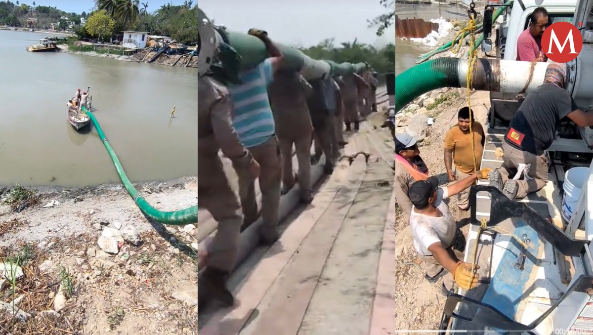 Hombre muestra trabajo que hacen para traer agua al sur de Tamaulipas