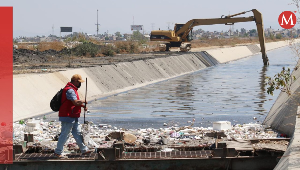 Conagua y Odapas realizan limpieza del Dren Chimalhuacán II. Foto: (Especial)