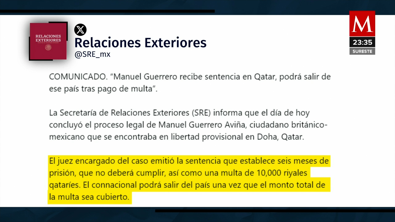 Mexicano detenido en Qatar es liberado tras intervención de la Secretaría de Relaciones Exteriores
