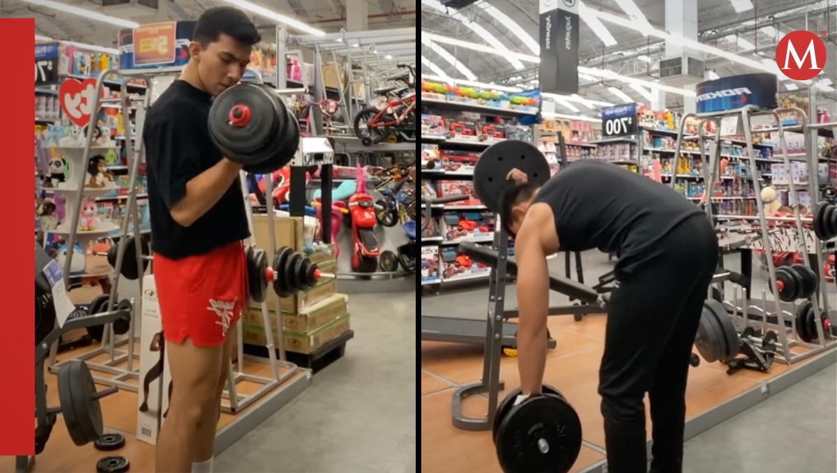 Tiktoker hace ejercicio en supermercado en el departamento de deportes | ESPECIAL