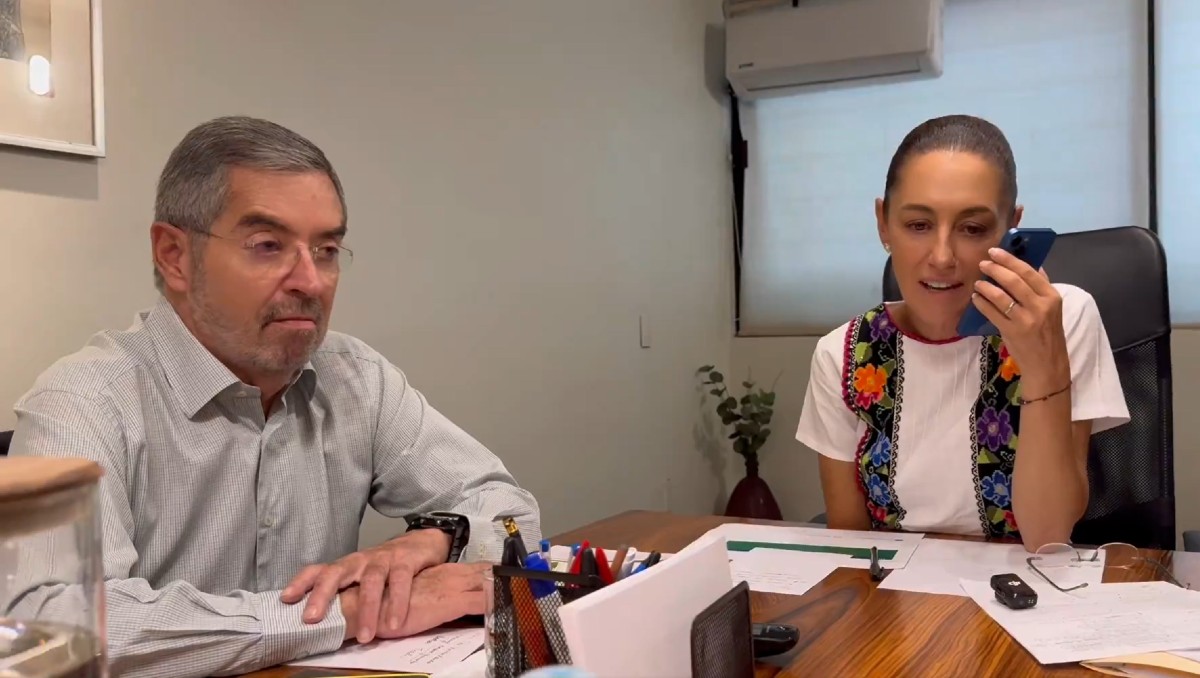 Sheinbaum sostiene llamada con directora del FMI. | Captura