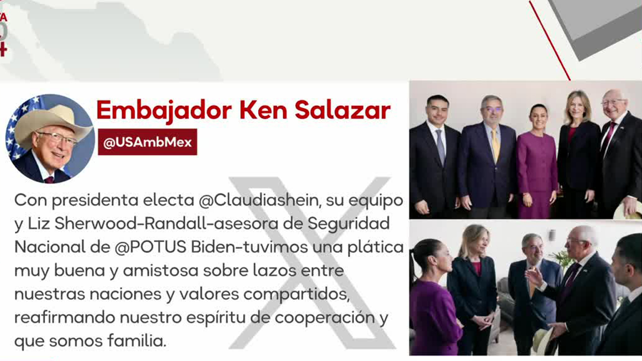 “Somos familia”: Ken Salazar tras reunión de Claudia Sheinbaum con Elizabeth Sherwood