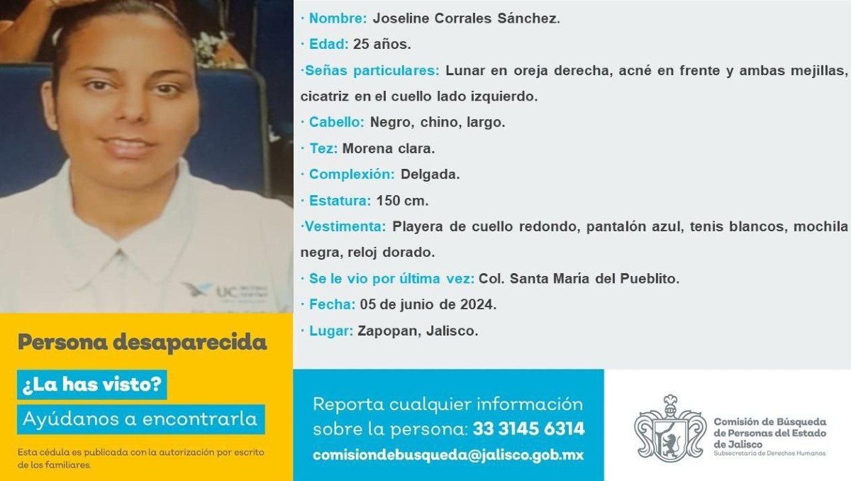 Buscan a Joseline Corrales Sánchez , estudiante de la Universidad Cuauhtémoc (Cortesía)