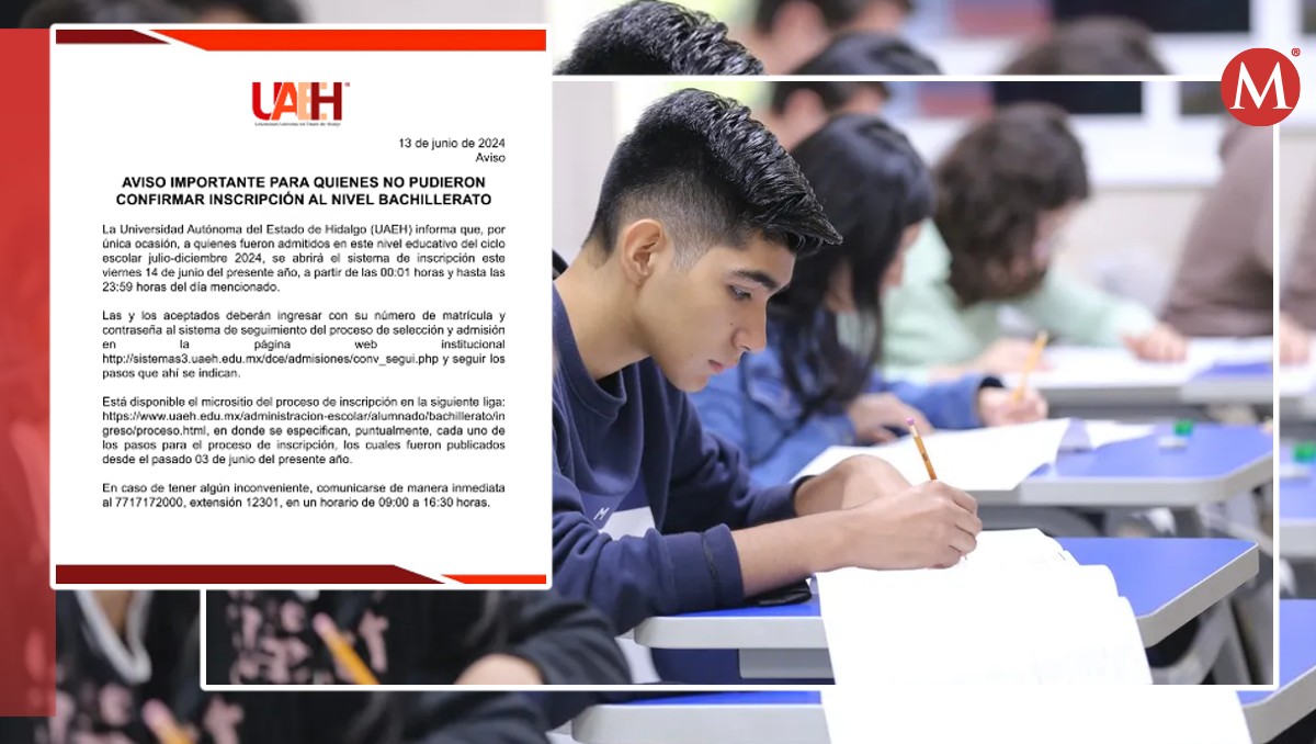 UAEH lanza comunicado para alumnos de bachillerato