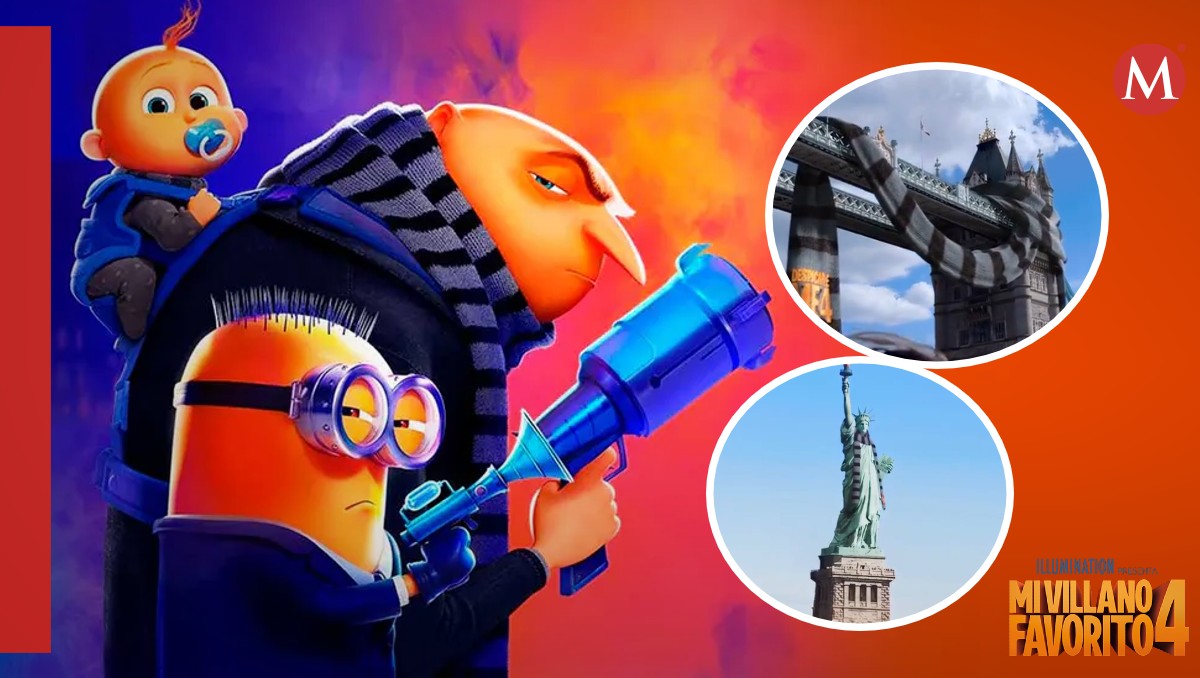 Mi Villano Favorito 4 promocionan la película en estructuras del mundo