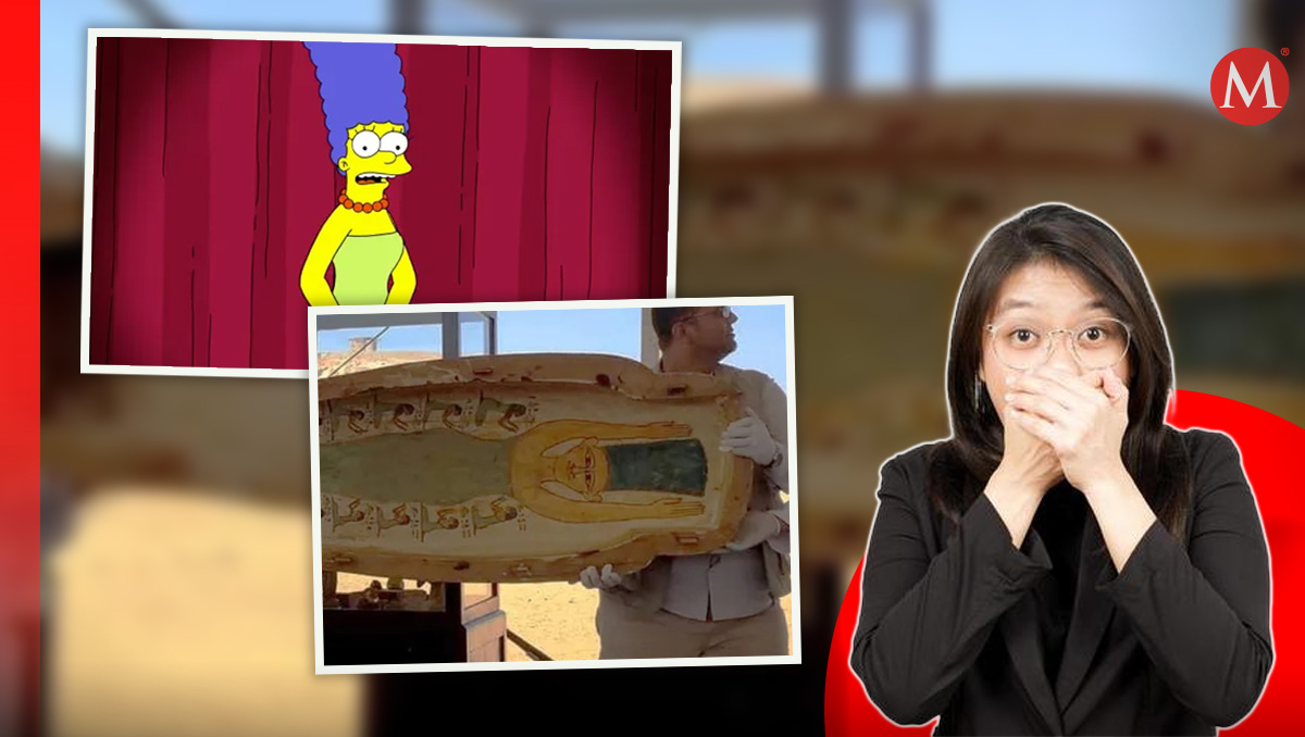Arqueólogos hallan sarcófago con imagen similar a la de Marge Simpson.