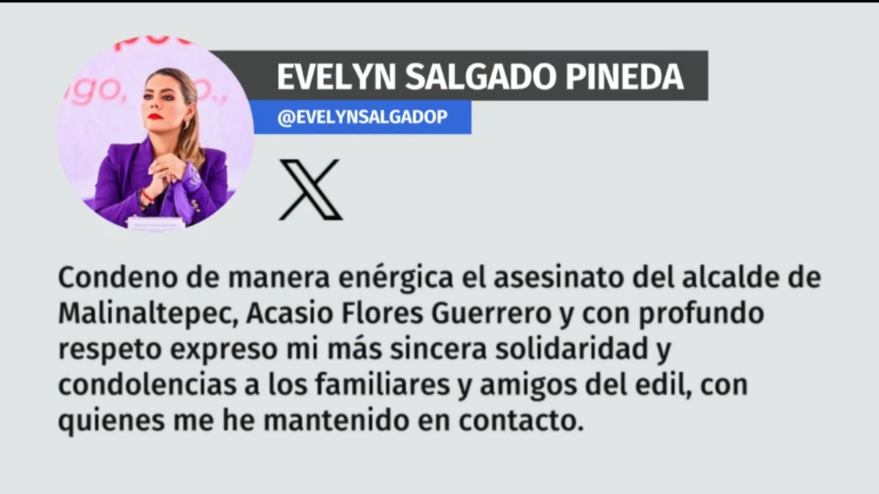 Evelyn Salgado condena asesinato del alcalde de Malinaltepec