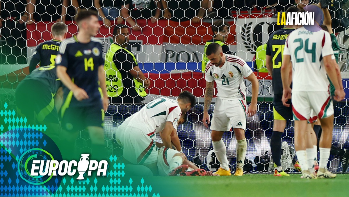Barnabás Varga sale en camilla tras duro choque con Gunn en Eurocopa (Reuters)