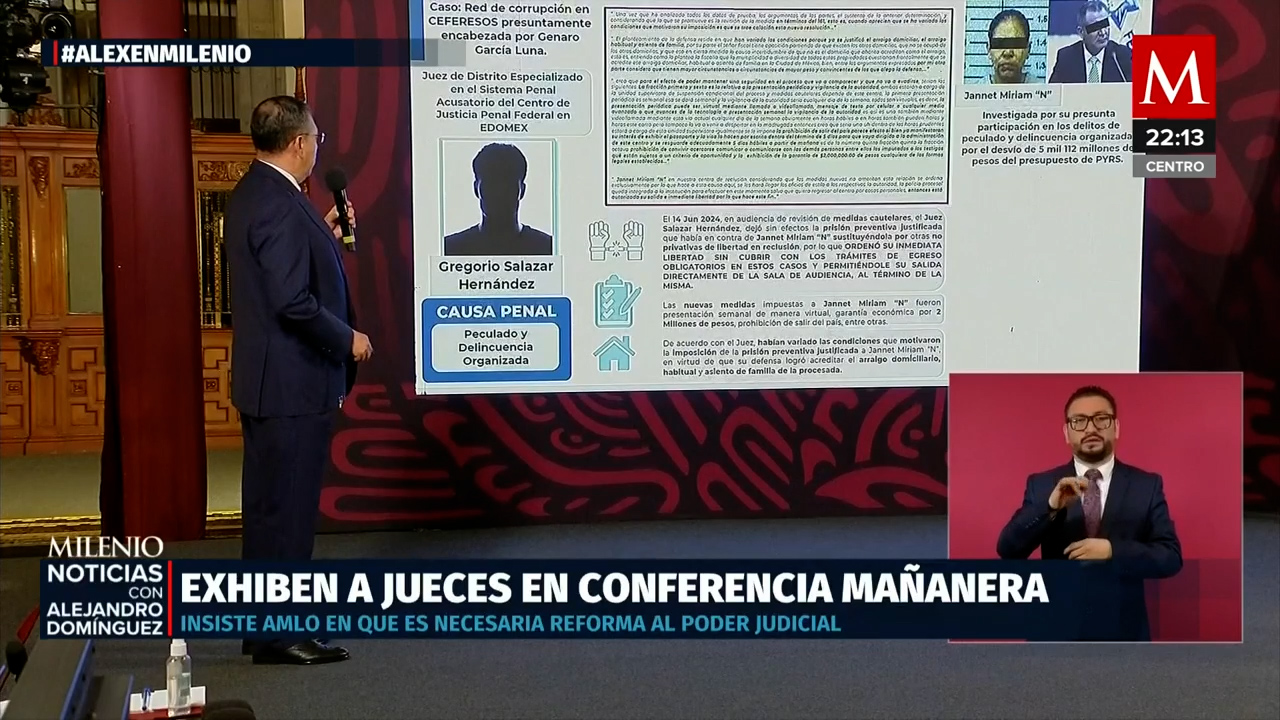 Gobierno exhibe resoluciones judiciales polémicas en conferencia mañanera