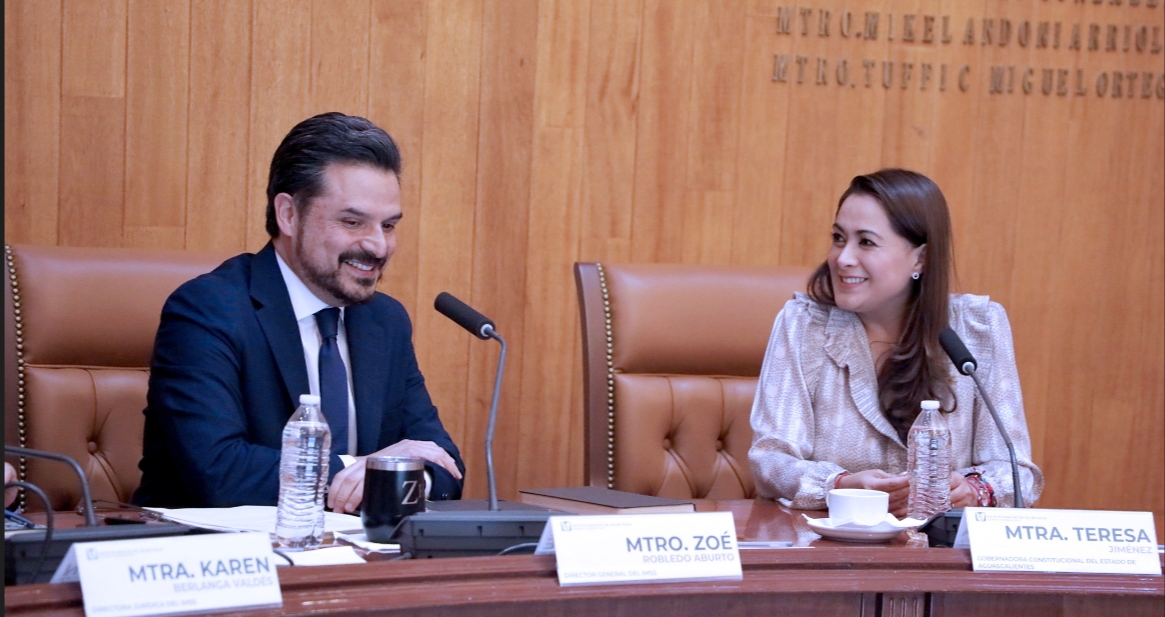 Teresa Jiménez, gobernadora de Aguascalientes, se reúne con director del IMSS, Zoé Robledo | Especial