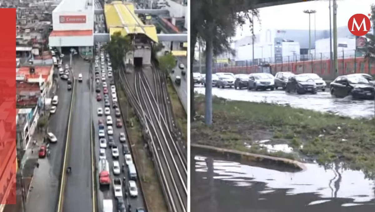 Tráfico en avenida Central por lluvias. Foto: (Especial)