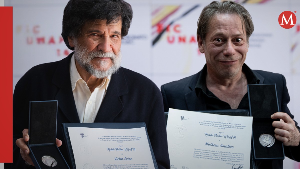 Víctor Erice y Mathieu Amalric con sus Medallas Filmoteca UNAM / Especial