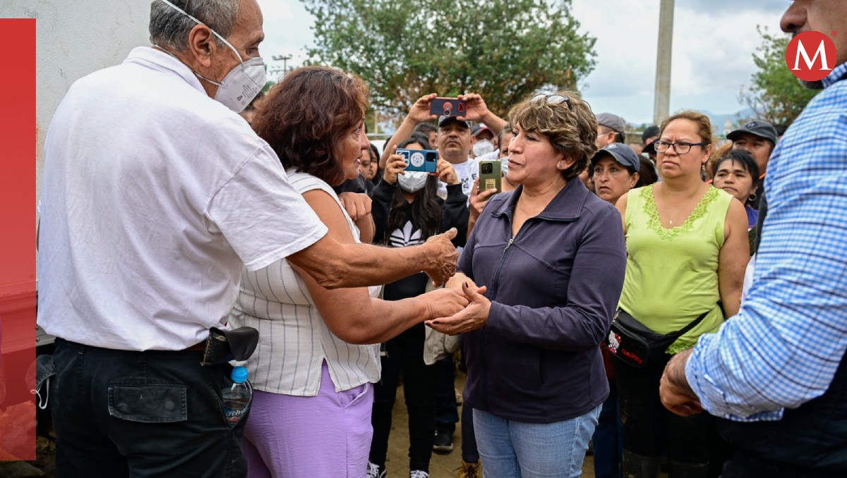 Delfina Gómez atiende zonas afectadas por inundaciones y encharcamientos. Foto: (Especial)