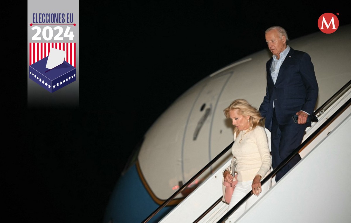 Joe Biden y su esposa Jill aterrizando en Maryland (AFP)