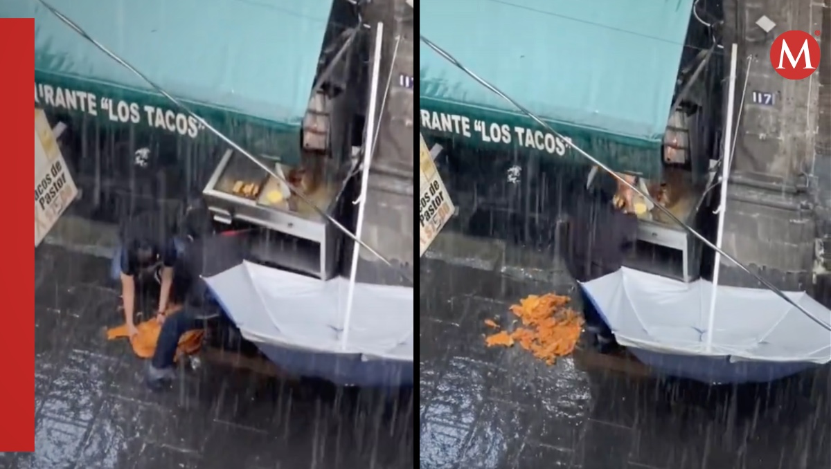 Taquería recoge del piso trompo de pastor que se les cayó | ESPECIAL