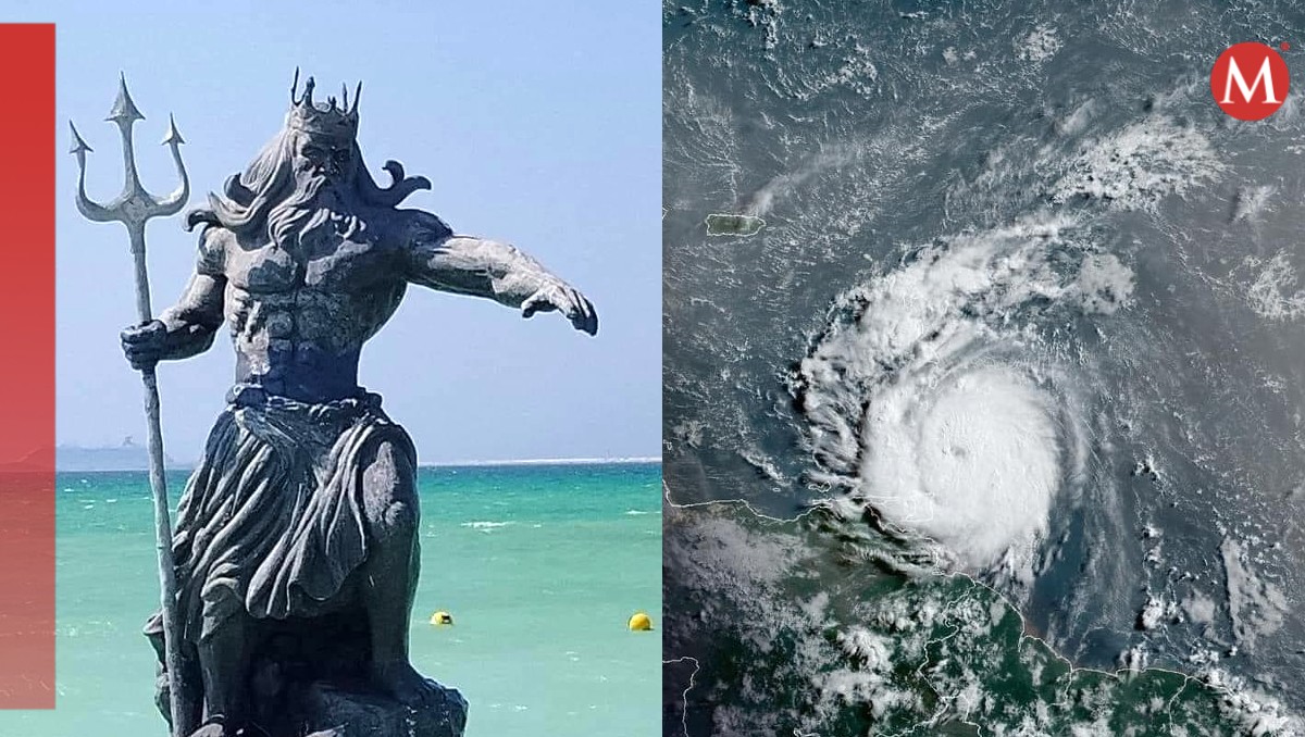 Por huracán Beryl, yucatecos organizan destrucción de estatua de Poseidón. | Especial