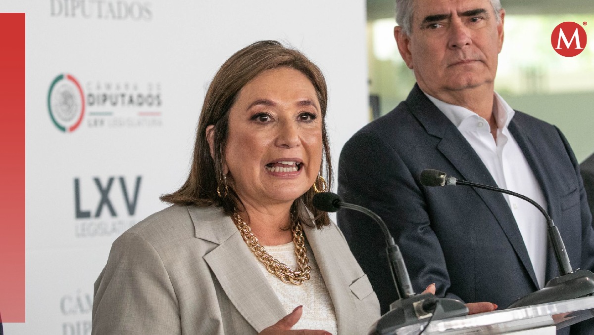 La senadora del PAN, Xóchitl Gálvez, durante una rueda de prensa en la sede en Reforma. | Cuartoscuro