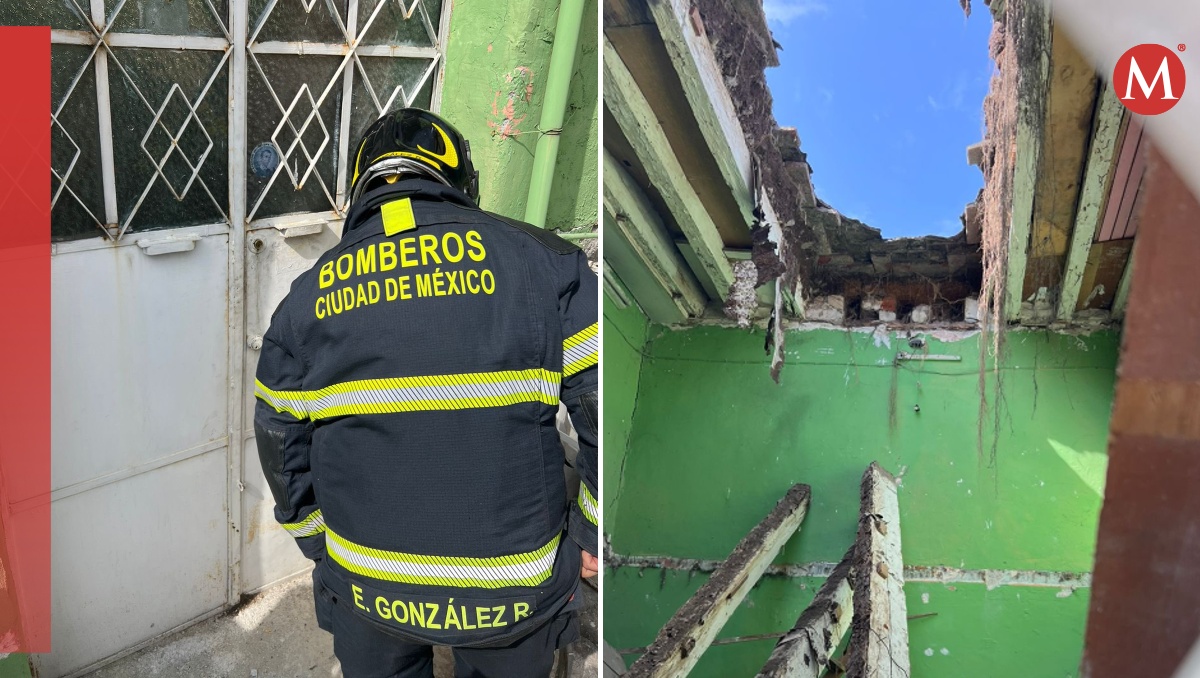 El derrumbe del techo ocurrió durante la mañana de este lunes en la alcaldía Cuauhtémoc. | @Bomberos_CDMX