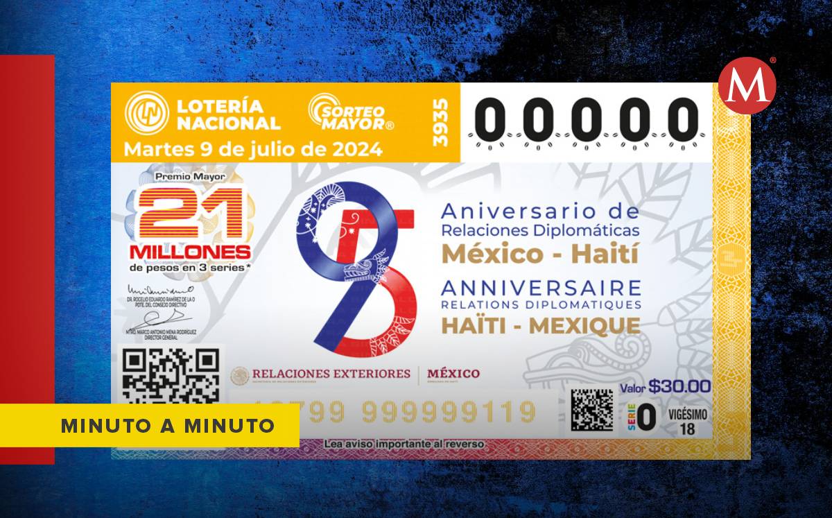 El boleto del Sorteo Mayor no. 3 mil 935, inspirado en el 95 Aniversario de las Relaciones Diplomáticas México-Haití | Milenio