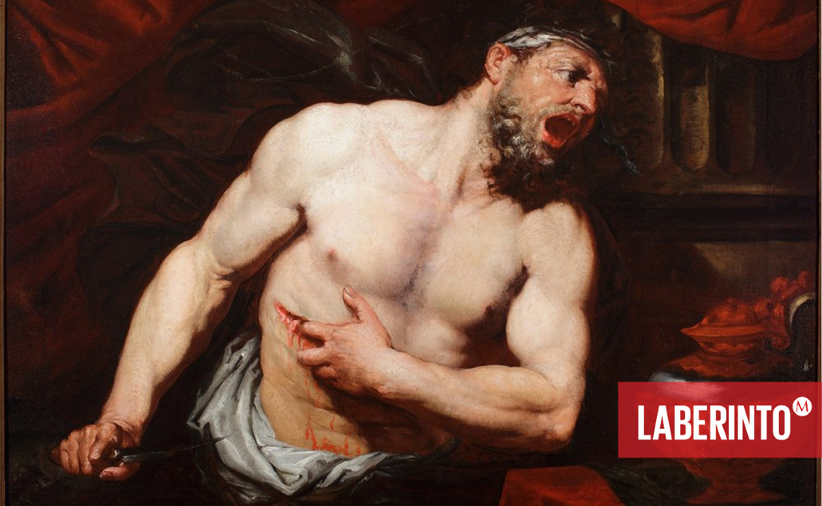 El suicidio de Catón de Uticus, pintura de Giambattista Langetti. (Musei di Strada Nuova)
