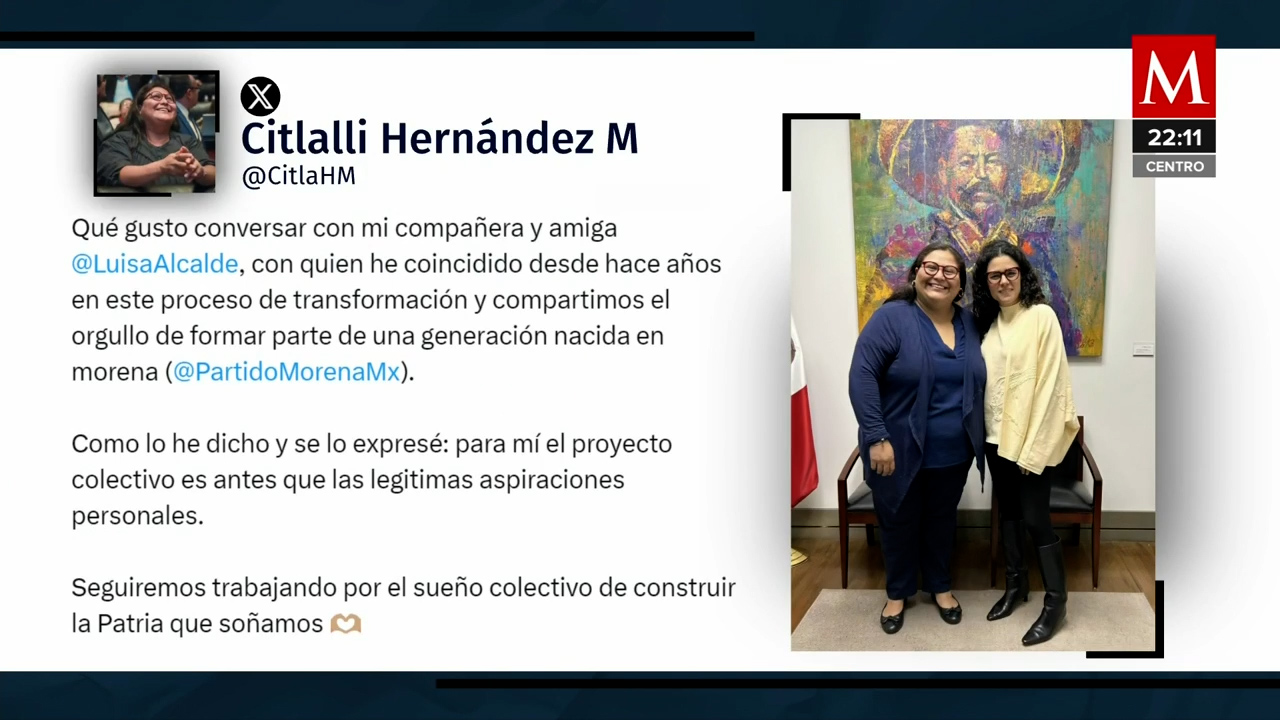 Citlalli Hernández anuncia su apoyo a Luisa María Alcalde para la dirigencia de Morena