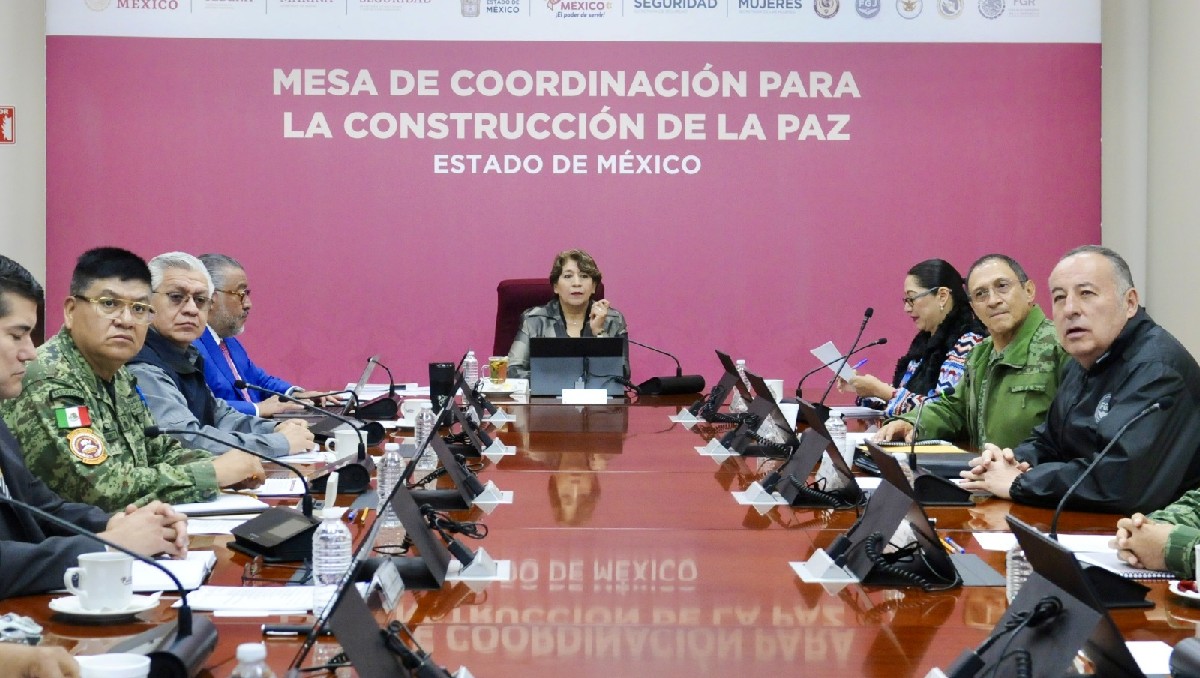Delfina Gómez presenta reducción de homicidios dolosos en Mesa de Coordinación para la Construcción de la Paz. Foto: (Especial)