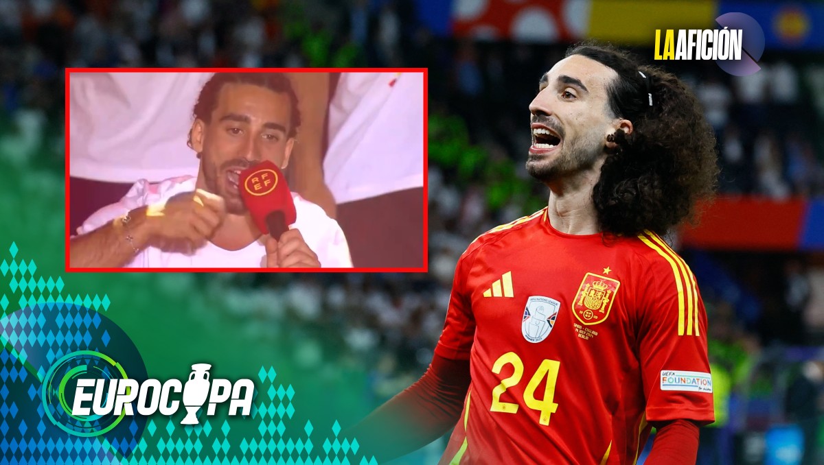 Marc Cucurella canta su canción viral durante festejo por título de la Eurocopa (Reuters / Captura de pantalla X @SeFutbol)