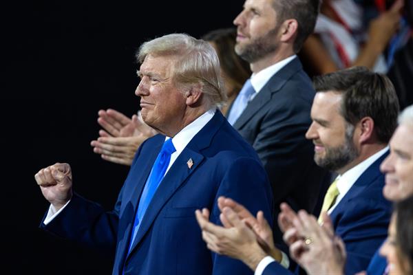 El candidato presidencial republicano y ex presidente Donald Trump, en el segundo día de la Convención Nacional Republicana en Winsconsin