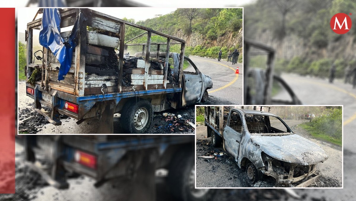 Hallan camioneta calcinada en carretera de Oaxaca. (Foto: Especial)