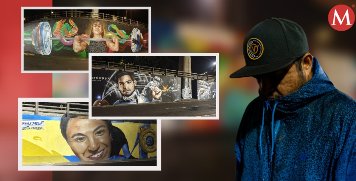 Muralistas emiten apoyo para deportistas olímpicos en CdMx. (Diseño: Hernán Cortés/ Fotos: Sobse, Galería Abel)