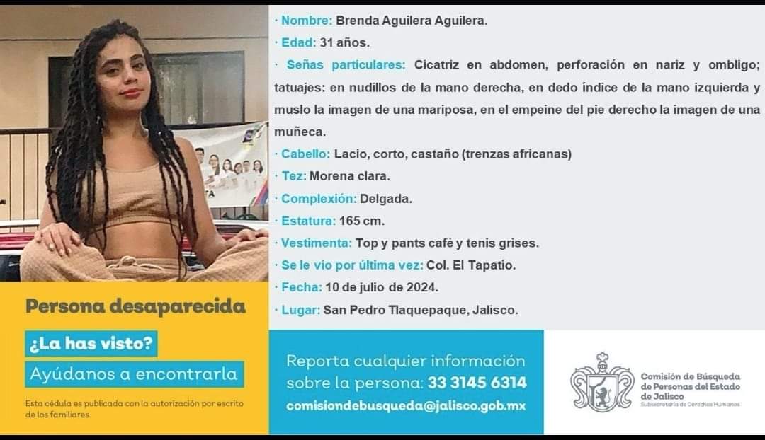 Familiares y amigos buscan a Brenda Aguilera (Cortesía)