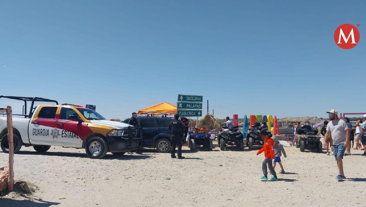 Guardia Estatal vigila playa La Pesca en Soto la Marina.