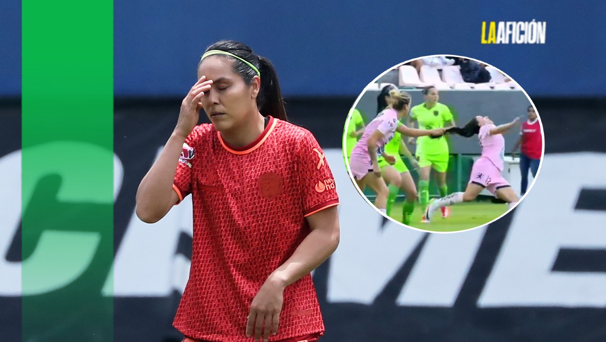 Blanca Solís, jugadora de Juárez Femenil, es expulsada por jalar el cabello a rival (Imago7/Captura Fox Sports)