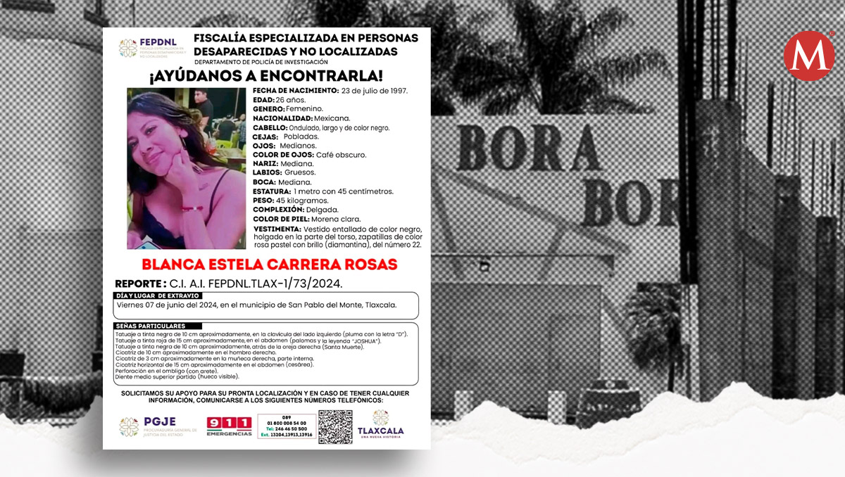 Mujer desaparece al exterior de centro nocturno en Tlaxcala.