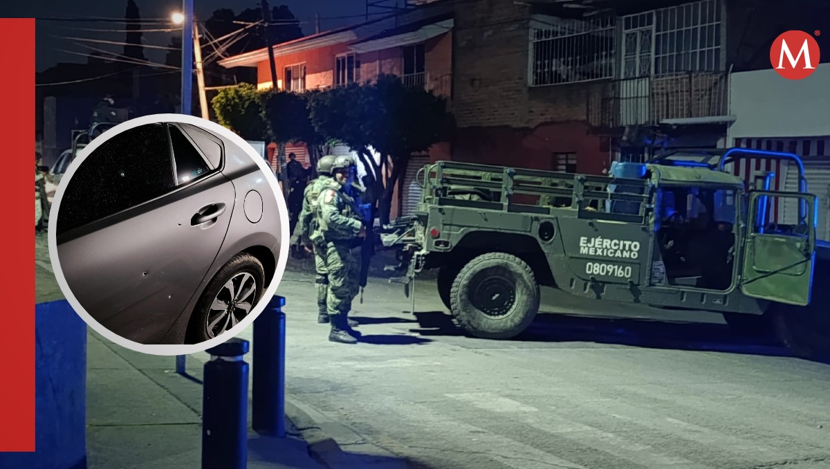 Auto quedó dañado tras los disparos de los elementos en Zapopan (Fotos: Vicente Torres Alfaro | Diseño: Milenio)