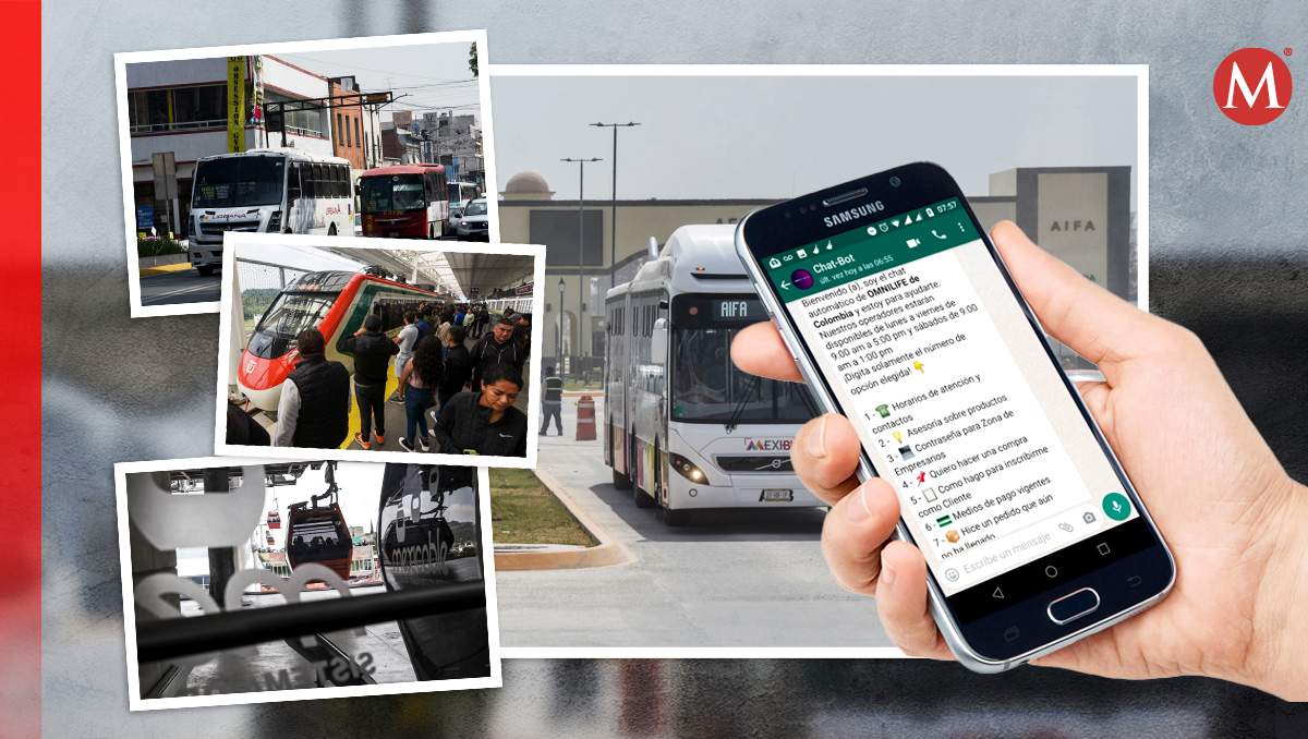 ¿Chatbot “MOVIMEX”? Usuarios del transporte público podrán denunciar irregularidades por mensajería. | Fotos: Cuartoscuro | Diseño MILENIO