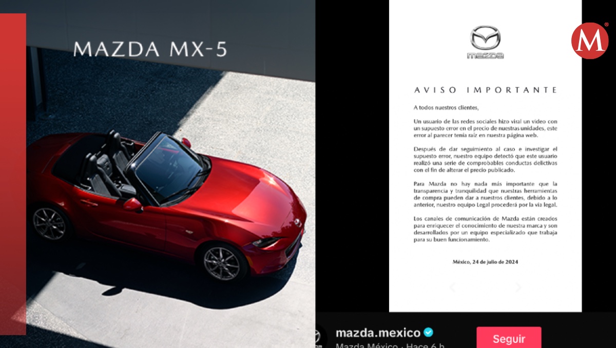 Mazda responde a polémica de auto en 600 pesos. | ESPECIAL