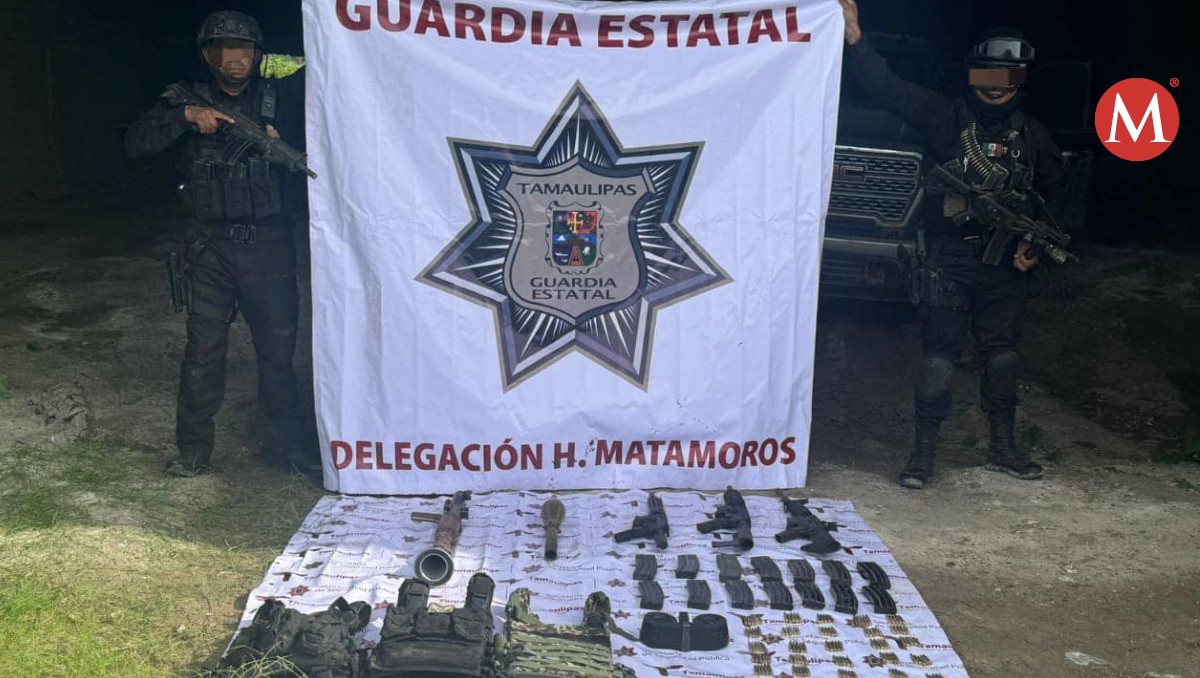 Guardia Estatal asegura armas y equipo táctico en Valle Hermoso.