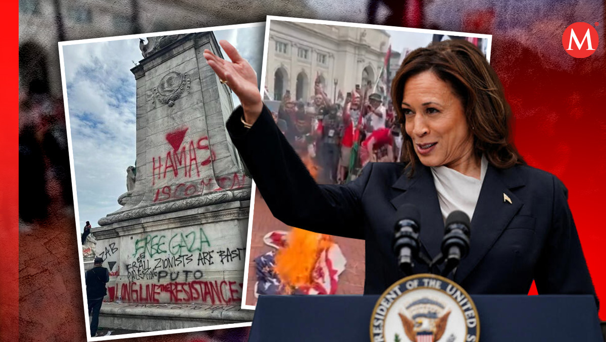 Kamala Harris desaprueba quema de bandera y actos de odio en manifestación pro palestina