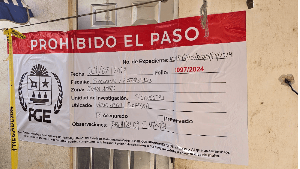Operativo policial logra rescate de adolescente secuestrado; seis detenidos | Foto: X. @FGEQuintanaRoo