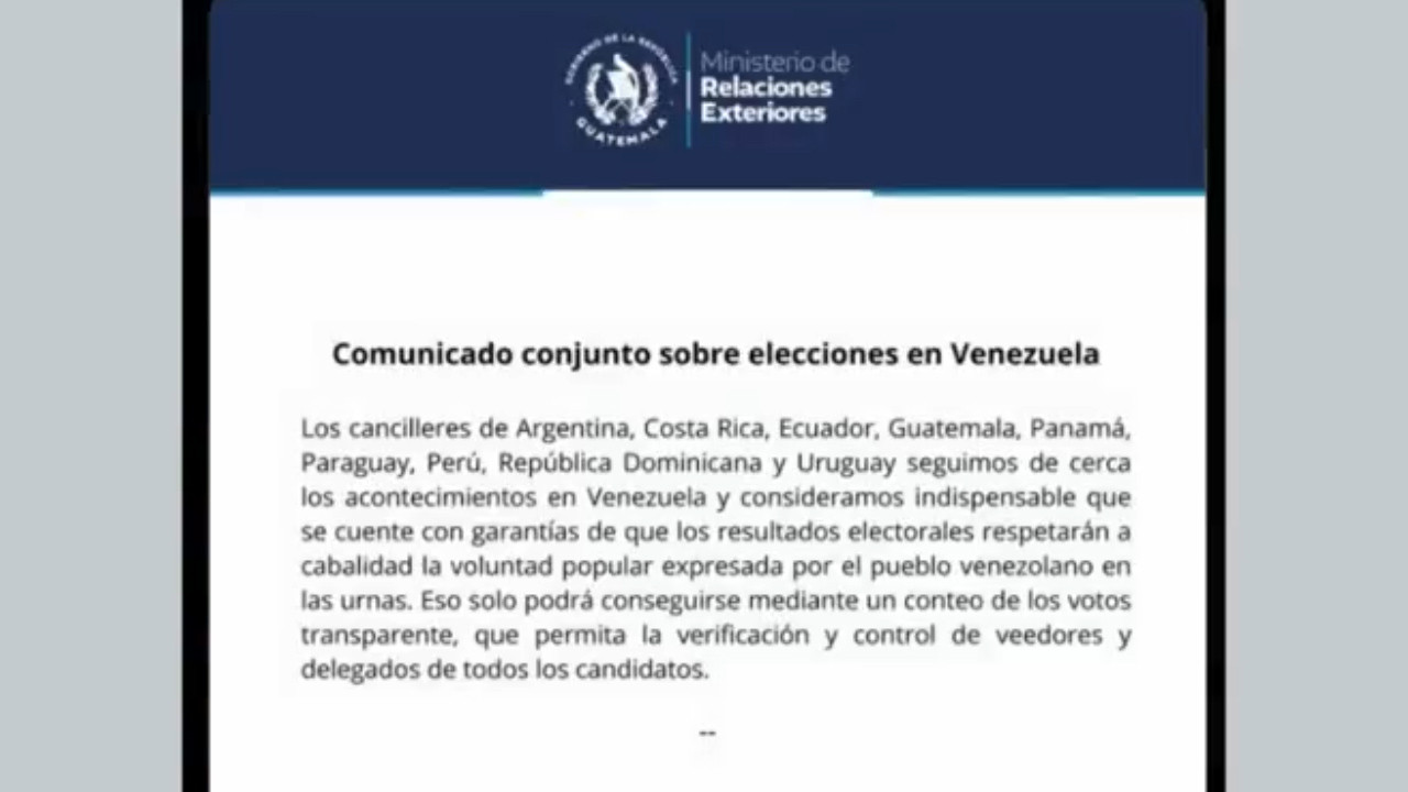 Cancilleres de 9 países piden conteo transparente en las elecciones de Venezuela