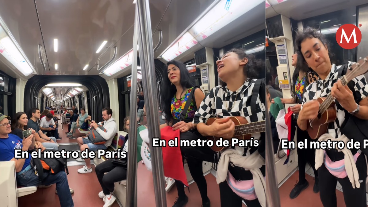 Flor Amargo y Karla Lazo cantan vagón del metro de París.