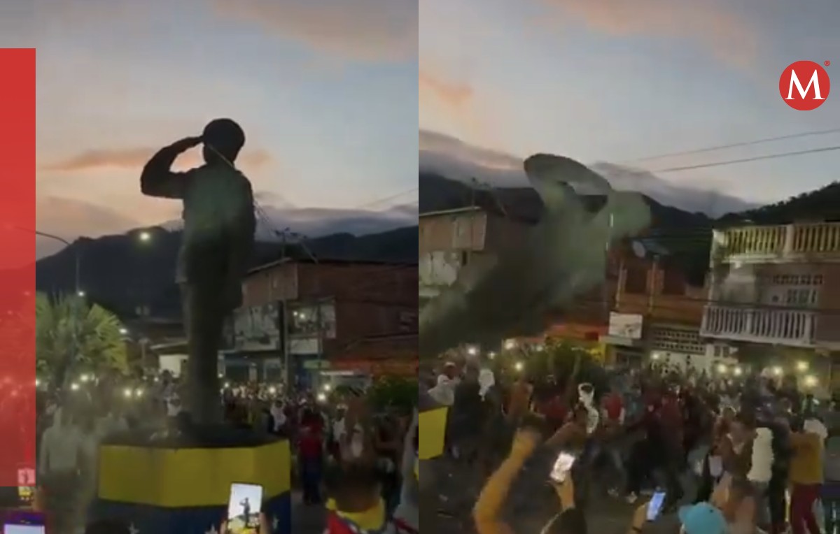 Así tiraron la estatua de Hugo Chávez en Venezuela (Especial)