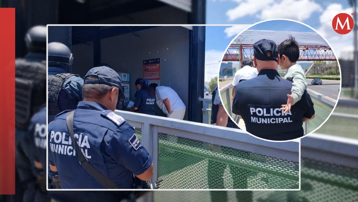 Policía municipal de Pachuca resguarda al niño encontrado descalzo en el bulevar Felipe Ángeles