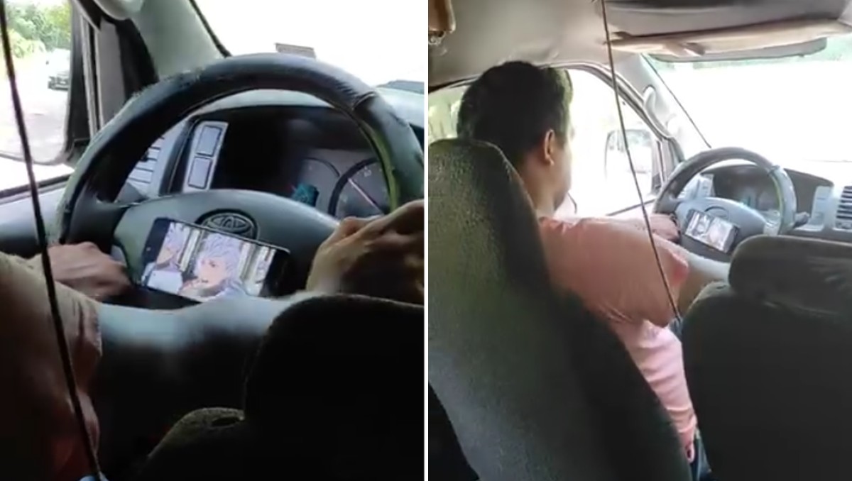 Chofer con celular sobre el volante fue captado en video por un pasajero