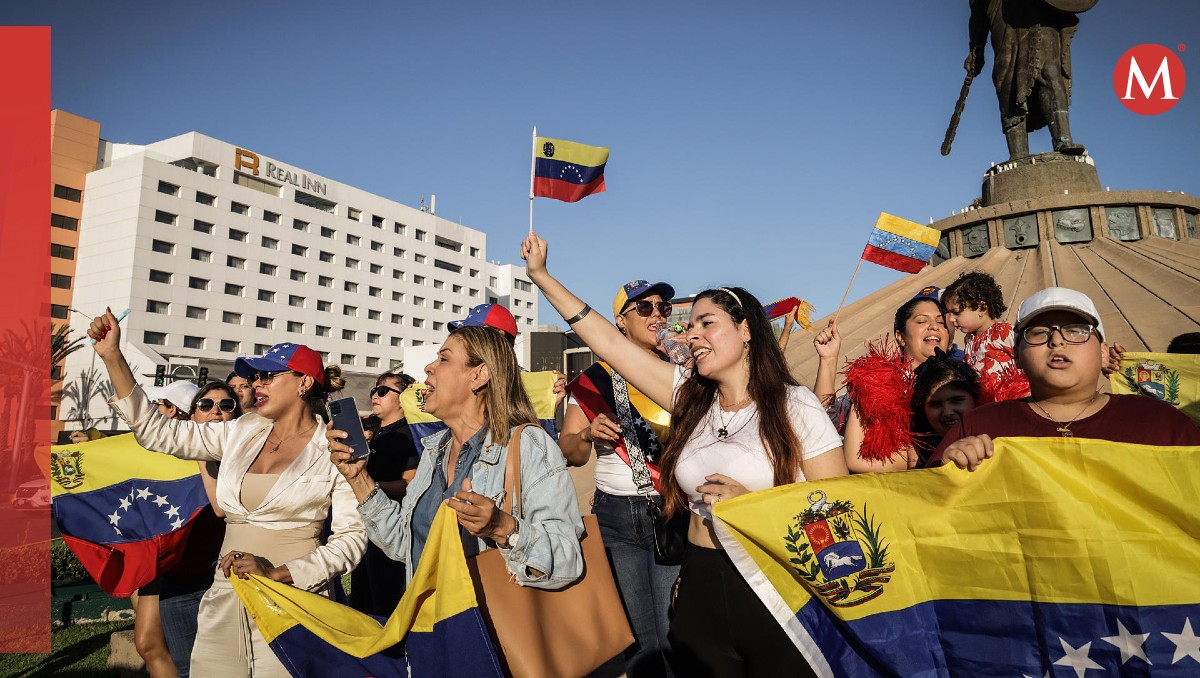 Los venezolanos en Tijuana protestan contra la reelección de Maduro. | EFE