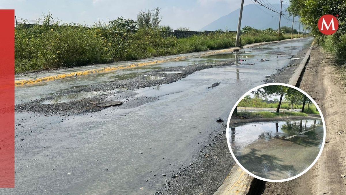 Reportan fuga de aguas negras en Escobedo, Nuevo León. Foto: Ángel Mercado.