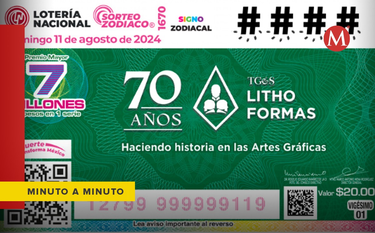 El Sorteo Zodiaco 1670 es el concurso de la Lotería Nacional hoy 11 de agosto; te damos a conocer los resultados. (Especial)