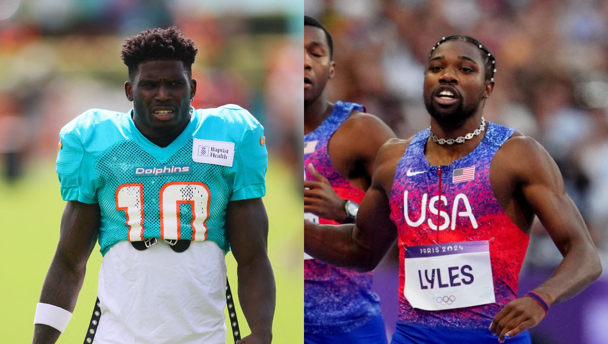 Tyreek Hill, de Dolphins, afirma que vencería a Noah Lyles, campeón olímpico de 100 metros (Reuters)